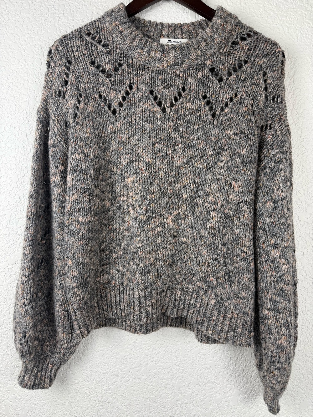 Madewell Pointelle Knit Sweater | Size Small | Wool Blend - Picture 2 of 10